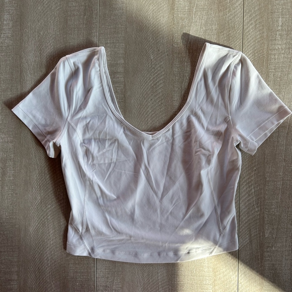 lululemon athletica White Scoop Neck Crop Top